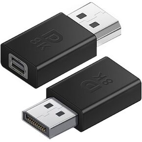 2Pack 8K DP to Mini DP Adapter,DisplayPort Male to Mini DisplayPort Female Adapter，8K@60Hz DP 1.4 Male to Mini DP Female Extension Connector, for Tablet MacBook More (Straight)
