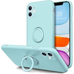 Hython Case for iPhone 11 Case with Ring Stand [360° Rotatable Ring Holder Magnetic Kickstand] [Support Car Mount] Slim Shockproof Soft Rubber Protective Phone Case Cover for Women, Midnight Green