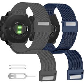 Abanen 2-Pack Elastic Watch Bands with Magnetic Closure for Garmin Instinct 2 Solar, Soft Loop Nylon Lightweight Stretchy Wristband Strap for Instinct Crossover Solar, Instinct Tactical