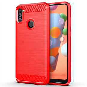 Galaxy A11 case,Samsung A11 case,with HD Screen Protector,MAIKEZI Soft TPU Slim Fashion Non-Slip Protective Phone Case Cover for Samsung Galaxy A11(Black Brushed TPU)