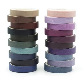 20 Rolls Washi Tape Set, Washi Tape Colorful Masking Tape 3 Meters Long and 7.5mm Wide,Bullet Log Decoration, Card Making, Scrapbook, Planner, DIY Gift Packaging.