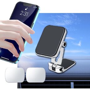 Car Phone Holder Mount, Car Dashboard Phone Holder, 360 Degree Rotation Dashboard Cell Phone Holder, Magnetic Phone Holders, Car Mount Holder Accessories Fits IPhone and Other Phones (Sliver)