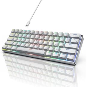 RK ROYAL KLUDGE 60% Mechanical Keyboard RK61 Pro, Wired Gaming Keyboard Aluminum Frame, Programmable RGB Backlit 61 Keys Ultra-Compact, Gateron Brown Switch, White