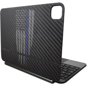 Carbon Fiber Skin Compatible with Apple Magic Keyboard for iPad Pro 11‑inch (M4) 2024 - Thin Blue Line - Premium 3M Vinyl Protective Decal Cover - Easy to Apply | Crafted in The USA by MightySkins