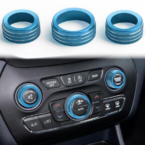 Auovo Volume Tune Air Conditioner Knob Covers Compatible with Durango 2014-2020, Grand Cherokee 2014-2021 Car Interior Trim AC Knob Cover Air Conditioning Switch Volume Controller Rings (B-Long)
