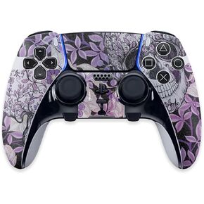 MightySkins Glossy Glitter Skin Compatible with PS5 DualSense Edge Controller - Flower Skull | Protective, Durable High-Gloss Glitter Finish | Easy to Apply & Change Styles | Made in The USA