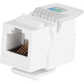 Monoprice RJ11 Toolless 180-Degree Keystone Jack - For 22-26AWG Solid Wire, White