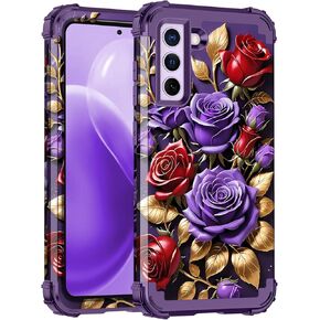 Rancase for Galaxy S21 FE 5G Case,Three Layer Heavy Duty Shockproof Protection Hard Plastic Bumper +Soft Silicone Rubber Protective Case for Samsung Galaxy S21 FE 5G,Purple