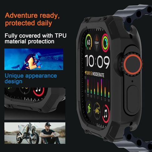 Compatible with Apple Watch Case, Apple Watch Cover, Apple Watch Protector– BooGoo Full Coverage Protection for Apple Watch Ultra 2, Ultra, Series 10/9/8/7/6,- 44mm, 45mm, 46mm,49mm (45mm) in Saudi Arabia