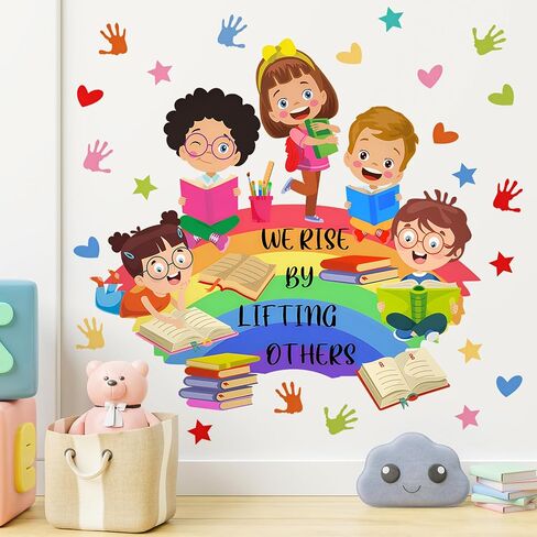 كل طفل هو فنان جدار صائق ملصقات الحائط ملهمة اقتباسات ملصقات DIY قشر ولصق زاوية القراءة قوس قزح جدار الشارات للأطفال الفتيات المراهقين الفصول الدراسية المدرسة الحضانة الرعاية النهارية الديكور in Kuwait