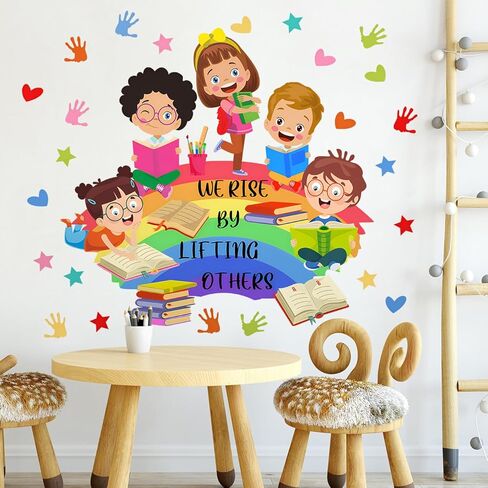 كل طفل هو فنان جدار صائق ملصقات الحائط ملهمة اقتباسات ملصقات DIY قشر ولصق زاوية القراءة قوس قزح جدار الشارات للأطفال الفتيات المراهقين الفصول الدراسية المدرسة الحضانة الرعاية النهارية الديكور in Kuwait