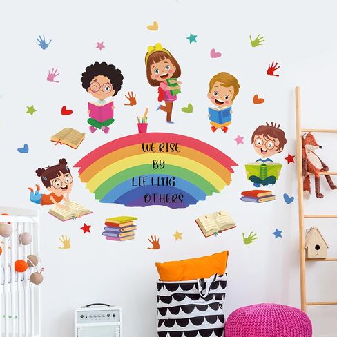 كل طفل هو فنان جدار صائق ملصقات الحائط ملهمة اقتباسات ملصقات DIY قشر ولصق زاوية القراءة قوس قزح جدار الشارات للأطفال الفتيات المراهقين الفصول الدراسية المدرسة الحضانة الرعاية النهارية الديكور in Kuwait