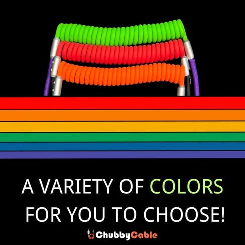 Chubbycable Colorblock Chubby - كابل شحن سيليكون مضفر زنبركي ملفوف كابل USB C شحن سريع سلك شاحن من النوع C للسيارة، أسود + أحمر، USB-A إلى النوع C، 2.29FT-3.6FT in Saudi Arabia