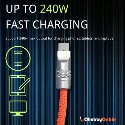 Chubbycable Colorblock Chubby - كابل شحن سيليكون مضفر زنبركي ملفوف كابل USB C شحن سريع سلك شاحن من النوع C للسيارة، أسود + أحمر، USB-A إلى النوع C، 2.29FT-3.6FT in Saudi Arabia