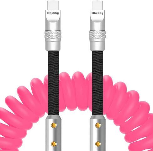 Chubbycable Colorblock Chubby - كابل شحن سيليكون مضفر زنبركي ملفوف كابل USB C شحن سريع سلك شاحن من النوع C للسيارة، أسود + أحمر، USB-A إلى النوع C، 2.29FT-3.6FT in Saudi Arabia