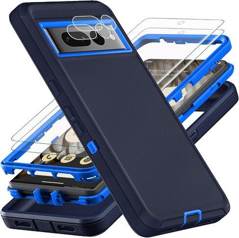 for Google Pixel 7 Pro Case, Military Grade Heavy Duty Shockproof/Drop Proof/Dust Proof Case with 2Pcs Self Healing Flexible TPU Screen Protector & Camera Lens Protector (Black/Black) in Saudi Arabia