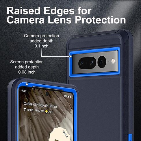 for Google Pixel 7 Pro Case, Military Grade Heavy Duty Shockproof/Drop Proof/Dust Proof Case with 2Pcs Self Healing Flexible TPU Screen Protector & Camera Lens Protector (Black/Black) in Saudi Arabia