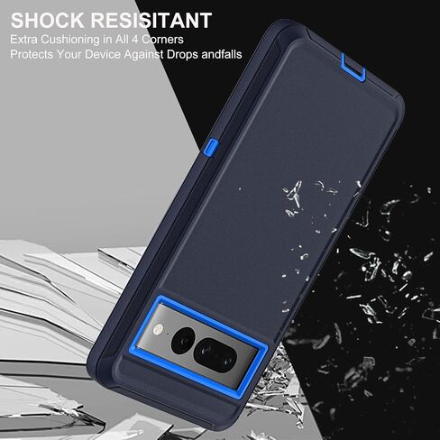 for Google Pixel 7 Pro Case, Military Grade Heavy Duty Shockproof/Drop Proof/Dust Proof Case with 2Pcs Self Healing Flexible TPU Screen Protector & Camera Lens Protector (Black/Black) in Saudi Arabia