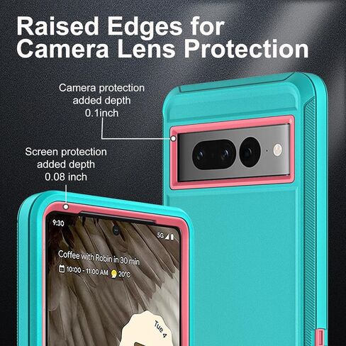 for Google Pixel 7 Pro Case, Military Grade Heavy Duty Shockproof/Drop Proof/Dust Proof Case with 2Pcs Self Healing Flexible TPU Screen Protector & Camera Lens Protector (Black/Black) in Saudi Arabia