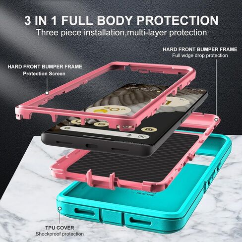 for Google Pixel 7 Pro Case, Military Grade Heavy Duty Shockproof/Drop Proof/Dust Proof Case with 2Pcs Self Healing Flexible TPU Screen Protector & Camera Lens Protector (Black/Black) in Saudi Arabia