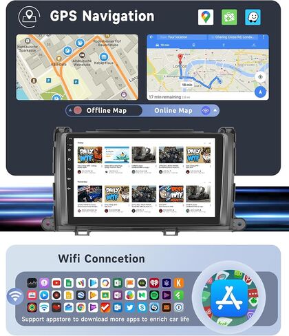 [8 CORE 4G+64G] for Toyota Sienna 2011-2014 Car Radio with Wireless Carplay/Android Auto, 9 Inch Android 13 IPS Touch Screen Car Stereo, Bluetooth, GPS, WiFi, SWC, DSP + HD Backup Camera in Kuwait