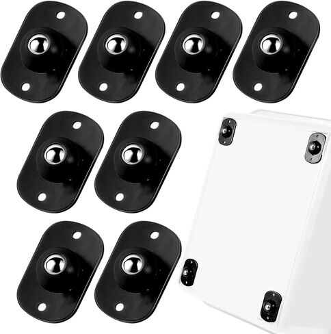 Self Adhesive Caster Wheel,8Pcs 360° Swivel Universal Wheel Stainless Steel Smooth Rotation Mini Sticky Pulley for Kitchen Storages Box Small Appliance Slider (Black) in Kuwait