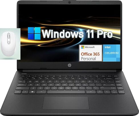 HP 14" Laptop Computer for Student - Windows 11 Pro, with 1Year Microsoft 365, Intel Quad-Core N4120, 16GB RAM, 384GB Storage (128GB eMMC+ 256GB microSD), Anti-Glare HD Display, Webcam, Silver Laptop in Saudi Arabia