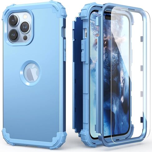 حافظة IDweel لهاتف iPhone 15 Pro Max مع واقي شاشة للنساء، 3 في 1 مقاوم للصدمات، غطاء هجين صلب شديد التحمل من البولي كربونات، غطاء كامل من السيليكون الناعم، ذهبي وردي in Saudi Arabia