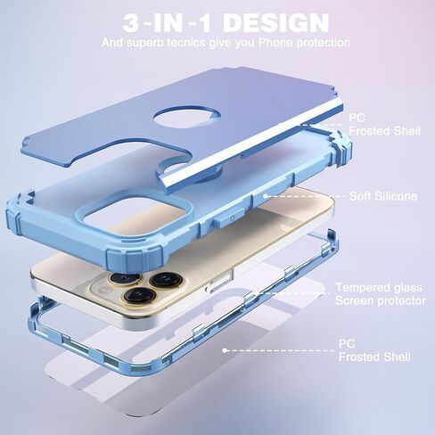 حافظة IDweel لهاتف iPhone 15 Pro Max مع واقي شاشة للنساء، 3 في 1 مقاوم للصدمات، غطاء هجين صلب شديد التحمل من البولي كربونات، غطاء كامل من السيليكون الناعم، ذهبي وردي in Saudi Arabia