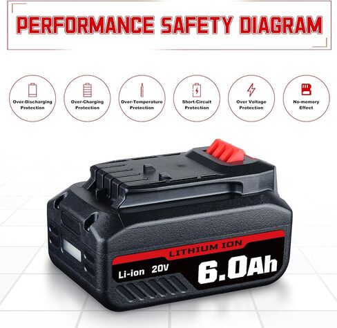 manufer 1pack 6.0ah 20v v20 بطاريات استبدال للحرفي 20v بطارية مع متوافق CMCB202 CMCB204 CMCB205 CMCB206 CMCB204-2 CMCB202-2 أدوات كهربائية لاسلكية in Saudi Arabia