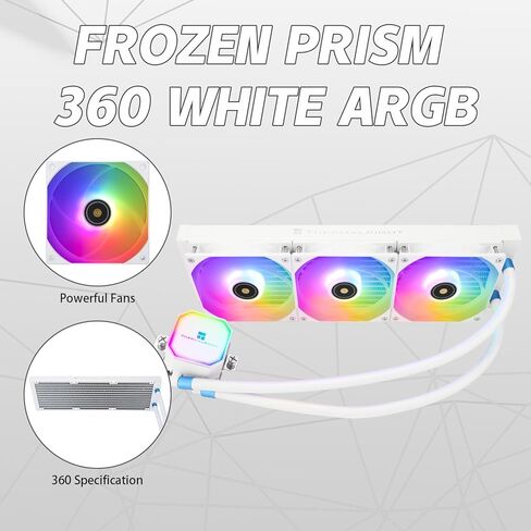 مبرد مياه Frozen Prism 360 White ARGB AIO، مبرد وحدة المعالجة المركزية السائل، نظام تبريد مياه مراوح 3 × 120 مم PWM، سرعة عالية 1850 دورة في الدقيقة، متوافق مع AMD/AM4/AM5 in Saudi Arabia
