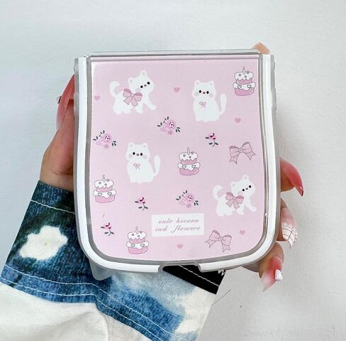 حافظة Kawaii Woman لهاتف Samsung Galaxy Z Flip 6 بتصميم آذان القطط، حافظة كرتونية لطيفة لهاتف Galaxy Z Flip 6 Kitty على شكل غطاء ناعم من مادة TPU، حافظة بناتي مضحكة مبتكرة لهاتف Z Flip 6 - وردي in Kuwait