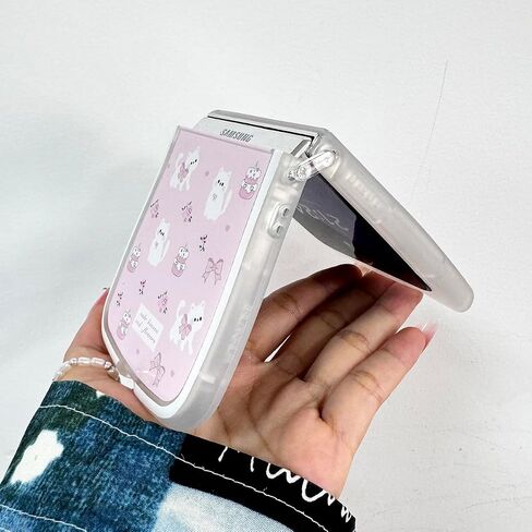 حافظة Kawaii Woman لهاتف Samsung Galaxy Z Flip 6 بتصميم آذان القطط، حافظة كرتونية لطيفة لهاتف Galaxy Z Flip 6 Kitty على شكل غطاء ناعم من مادة TPU، حافظة بناتي مضحكة مبتكرة لهاتف Z Flip 6 - وردي in Kuwait