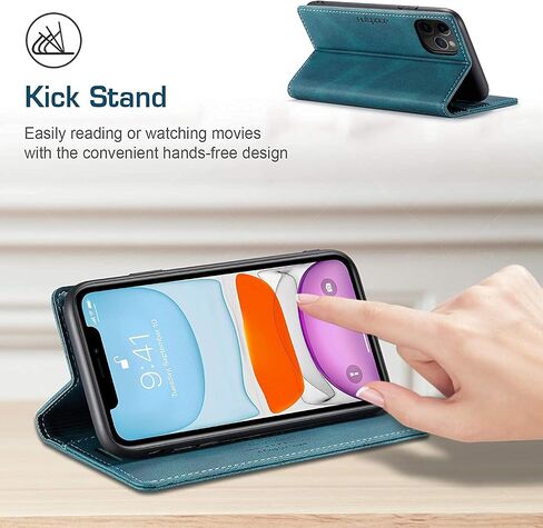 for iPhone 13 Mini Case, Vintage Wallet Case Card Holder Kickstand Built-in Magnetic Flip Folio Leather Case for iPhone 13 Mini - Blue in Saudi Arabia