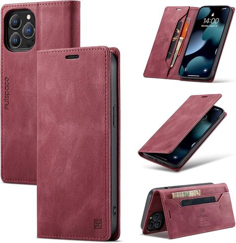 for iPhone 13 Mini Case, Vintage Wallet Case Card Holder Kickstand Built-in Magnetic Flip Folio Leather Case for iPhone 13 Mini - Blue in Saudi Arabia