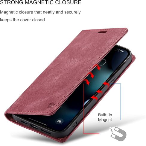 for iPhone 13 Mini Case, Vintage Wallet Case Card Holder Kickstand Built-in Magnetic Flip Folio Leather Case for iPhone 13 Mini - Blue in Saudi Arabia