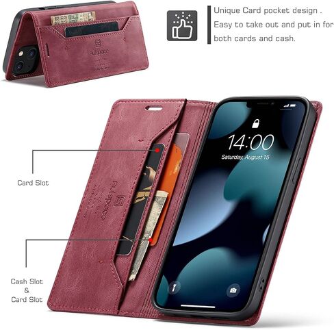 for iPhone 13 Mini Case, Vintage Wallet Case Card Holder Kickstand Built-in Magnetic Flip Folio Leather Case for iPhone 13 Mini - Blue in Saudi Arabia
