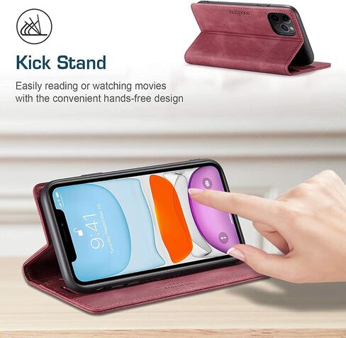 for iPhone 13 Mini Case, Vintage Wallet Case Card Holder Kickstand Built-in Magnetic Flip Folio Leather Case for iPhone 13 Mini - Blue in Saudi Arabia
