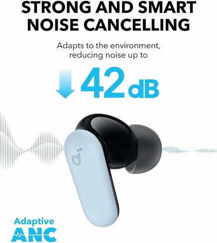 Soundcore P30i by Anker Noise Cancelling Earbuds, Strong and Smart Noise Cancelling, Powerful Bass, 45H Playtime, 2-in-1 Case and Phone Stand, IP54, Wireless Earbuds, Bluetooth 5.4 (White) in Saudi Arabia