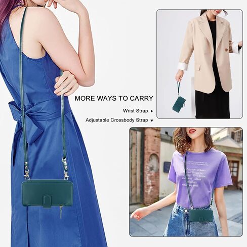 Harryshell Crossbody for Samsung Galaxy S24 Ultra 5G Case Wallet [8 Card Slots] with [Theft-Scan Blocking],Cash Coin Zipper Pocket Long Shoulder & Wrist Strap for S24 Ultra 6.8 Inch (Teal) in Saudi Arabia