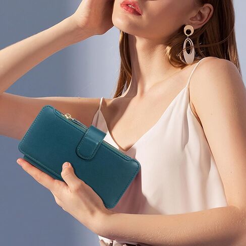 Harryshell Crossbody for Samsung Galaxy S24 Ultra 5G Case Wallet [8 Card Slots] with [Theft-Scan Blocking],Cash Coin Zipper Pocket Long Shoulder & Wrist Strap for S24 Ultra 6.8 Inch (Teal) in Saudi Arabia