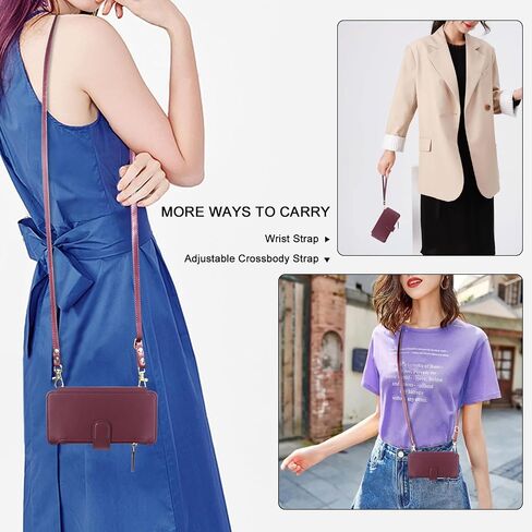 محفظة Harryshell Crossbody لهاتف Samsung Galaxy S24 Ultra 5G [8 فتحات للبطاقات] مع [حجب للسرقة]، جيب طويل بسحاب للعملة النقدية وحزام معصم لهاتف S24 Ultra 6.8 بوصة (أزرق مخضر) in Saudi Arabia