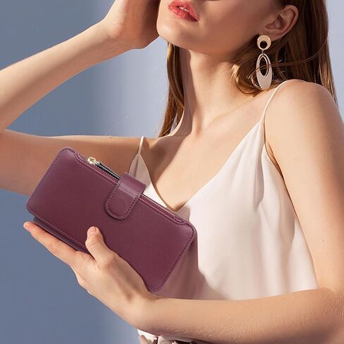 محفظة Harryshell Crossbody لهاتف Samsung Galaxy S24 Ultra 5G [8 فتحات للبطاقات] مع [حجب للسرقة]، جيب طويل بسحاب للعملة النقدية وحزام معصم لهاتف S24 Ultra 6.8 بوصة (أزرق مخضر) in Saudi Arabia
