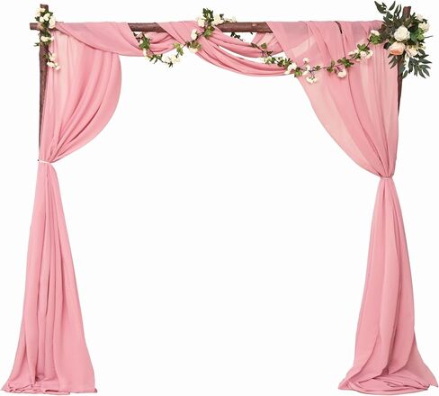 4 لوحات قوس الزفاف اللف النسيج 28 "× 20Ft الزفاف قوس الستائر الشيفون النسيج الستارة مجرد ستارة خلفية لحفل زفاف حفل عيد ميلاد أربور الستائر الاستقبال ديكور السقف (وردة مغبرة) in Kuwait