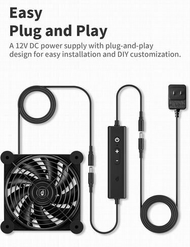 upHere 120mm DC Fan High Performance Silent Fan with 5 Adjustable Wind speeds for Computer / PS4 / TV Box/AV Cabinet U3DC1 in Kuwait