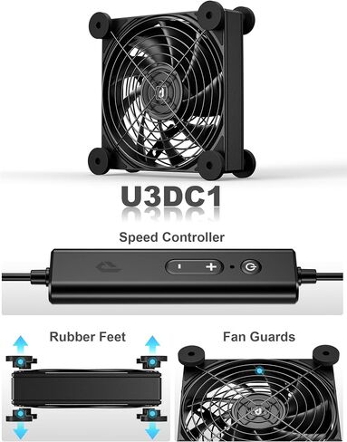 upHere 120mm DC Fan High Performance Silent Fan with 5 Adjustable Wind speeds for Computer / PS4 / TV Box/AV Cabinet U3DC1 in Kuwait