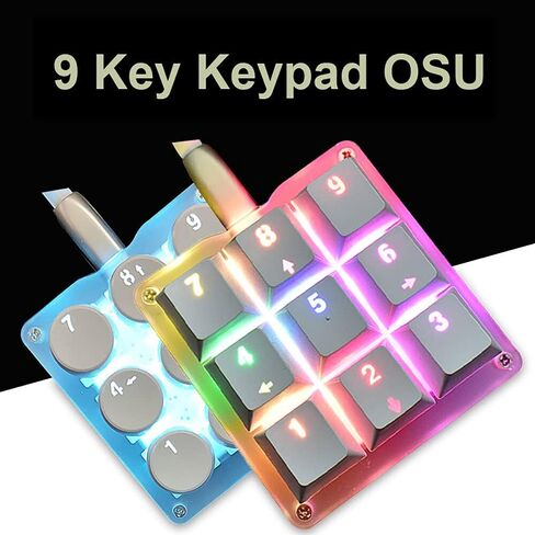 9 Keys 24 Macro RGB Backlight Programmable Setting Keypad Mechanical Keyboard OSU Single Handed Keyboard Electric Contest Game PC Laptop MAC Win Geeker Outemu Blue Switch Square Keycap in Saudi Arabia