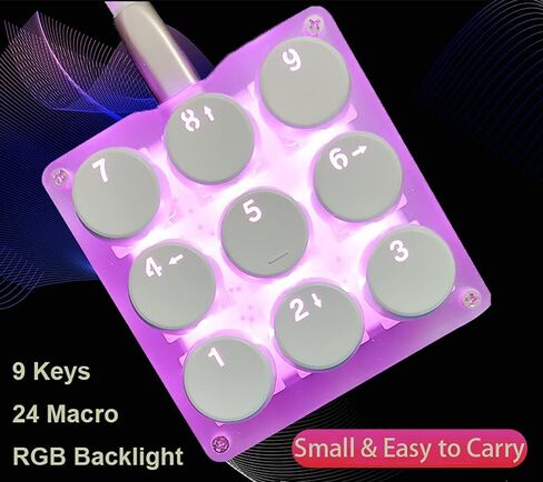 9 Keys 24 Macro RGB Backlight Programmable Setting Keypad Mechanical Keyboard OSU Single Handed Keyboard Electric Contest Game PC Laptop MAC Win Geeker Outemu Blue Switch Square Keycap in Saudi Arabia