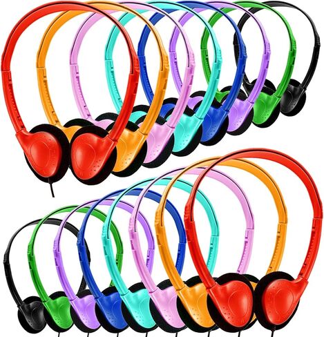 12 Pack Kids Headphones Bulk for Classroom School Students, Durable Wholesale Class Set Headphones for Kids Children Toddler Teen Boys Girls (HY857,12 Black) in Saudi Arabia