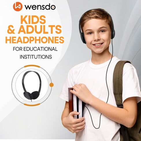 12 Pack Kids Headphones Bulk for Classroom School Students, Durable Wholesale Class Set Headphones for Kids Children Toddler Teen Boys Girls (HY857,12 Black) in Saudi Arabia